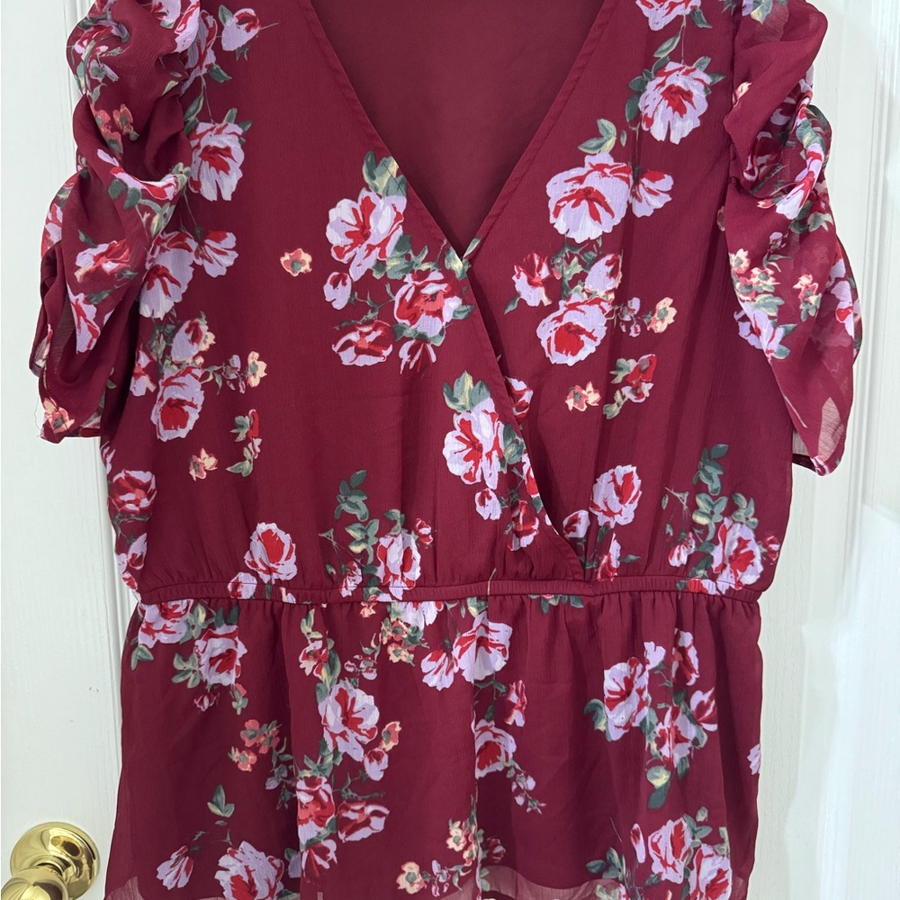 Floral Burgundy Women's Top